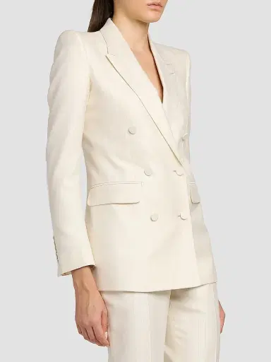 Tom Ford Women's Shadow Striped Wool-Silk Jacket - Yae Cream - Size 6 | Thumbnail 4