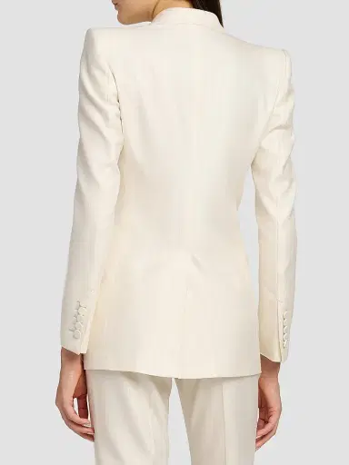 Tom Ford Women's Shadow Striped Wool-Silk Jacket - Yae Cream - Size 6 | Thumbnail 5
