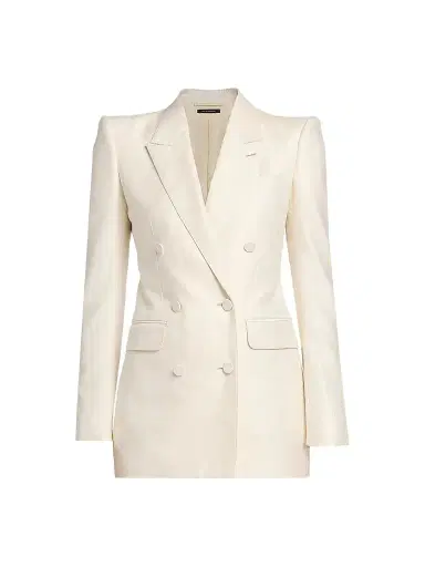 Tom Ford Women's Shadow Striped Wool-Silk Jacket - Yae Cream - Size 6 | Thumbnail 1