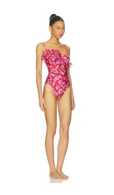 PatBo Peony Print Lycra Ruffle Bodysuit | Thumbnail 2 PatBo Peony Print Lycra Ruffle Bodysuit | Thumbnail 2