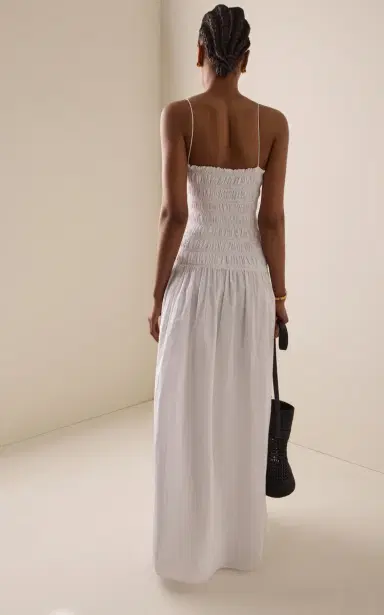 Matteau Exclusive Shirred Cotton Drop-Waist Maxi Dress | Thumbnail 4 Matteau Exclusive Shirred Cotton Drop-Waist Maxi Dress | Thumbnail 4