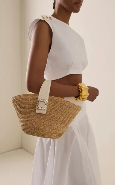 Roger Vivier Viv Skate Raffia Top Handle Bag | Thumbnail 2 Roger Vivier Viv Skate Raffia Top Handle Bag | Thumbnail 2