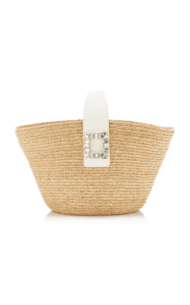 Roger Vivier Viv Skate Raffia Top Handle Bag