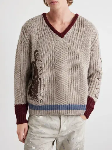 Enfants Riches Déprimés Nu Sur Papier (IV) Embroidered Cashmere Sweater - Men | Thumbnail 3