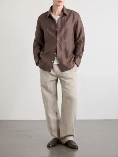 God’s True Cashmere Cocoa Linen Shirt - Men | Thumbnail 2