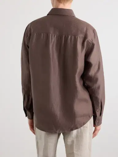 God’s True Cashmere Cocoa Linen Shirt - Men | Thumbnail 4