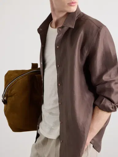 God’s True Cashmere Cocoa Linen Shirt - Men | Thumbnail 5