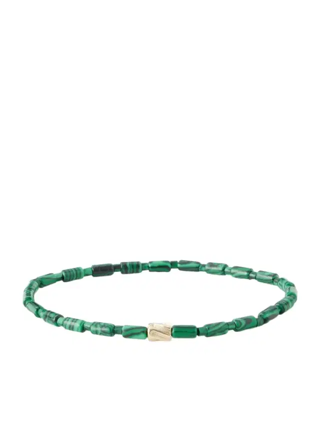 LUIS MORAIS 14-Karat Gold Agate Beaded Bracelet - Men