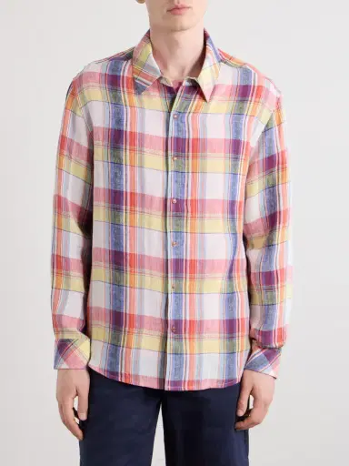 God’s True Cashmere Daybreak Checked Linen Shirt - Men | Thumbnail 3
