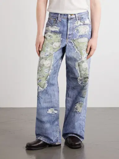 Acne Studios Wide-Leg and Rose-Printed Cotton Jeans - Men | Thumbnail 3
