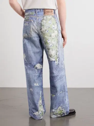 Acne Studios Wide-Leg and Rose-Printed Cotton Jeans - Men | Thumbnail 4