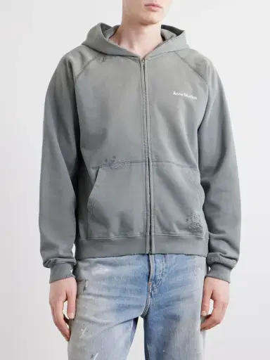 Acne Studios Fupiter Logo-Print Embroidered Cotton-Jersey Hoodie - Men | Thumbnail 3 Acne Studios Fupiter Logo-Print Embroidered Cotton-Jersey Hoodie - Men | Thumbnail 3