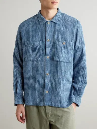 Folk Patch Basketweave Cotton Overshirt - Men | Thumbnail 3 Folk Patch Basketweave Cotton Overshirt - Men | Thumbnail 3