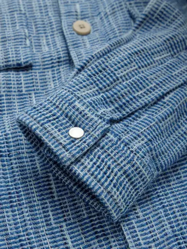Folk Patch Basketweave Cotton Overshirt - Men | Thumbnail 6 Folk Patch Basketweave Cotton Overshirt - Men | Thumbnail 6