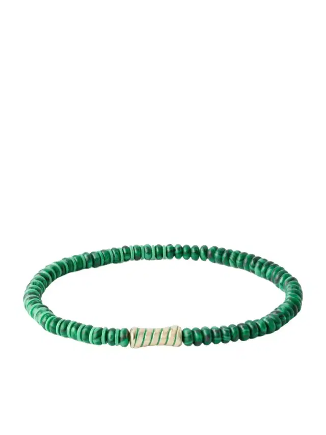 LUIS MORAIS 14-Karat Gold Malachite Beaded Bracelet - Men