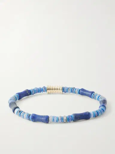 LUIS MORAIS 14-Karat Gold Lapis Lazuli Beaded Bracelet - Men | Thumbnail 3