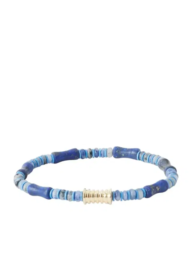 LUIS MORAIS 14-Karat Gold Lapis Lazuli Beaded Bracelet - Men