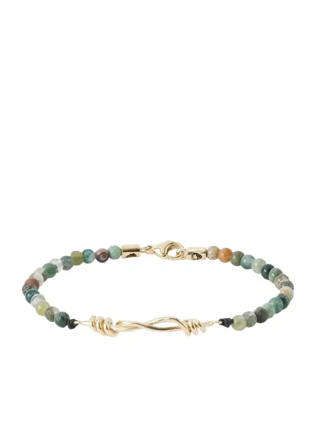 14-Karat Gold Agate Beaded Bracelet - Men