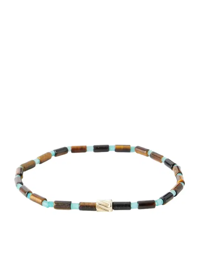 LUIS MORAIS 14-Karat Gold Agate Beaded Bracelet - Men