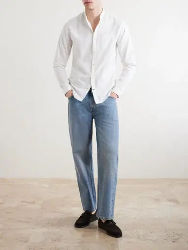 Oliver Spencer Grandad-Collar Striped Cotton Shirt - Men | Thumbnail 2 Oliver Spencer Grandad-Collar Striped Cotton Shirt - Men | Thumbnail 2