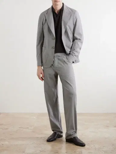 Oliver Spencer Morton Straight-Leg Pleated Checked Cotton-Blend Suit Trousers - Men | Thumbnail 2 Oliver Spencer Morton Straight-Leg Pleated Checked Cotton-Blend Suit Trousers - Men | Thumbnail 2