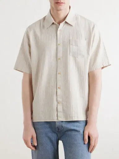 Oliver Spencer Palermo Striped Cotton and Linen-Blend Shirt - Men | Thumbnail 3