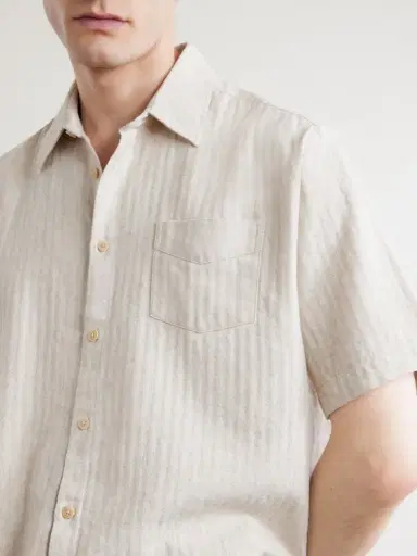 Oliver Spencer Palermo Striped Cotton and Linen-Blend Shirt - Men | Thumbnail 5