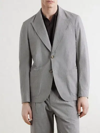 Oliver Spencer Finsbury Checked Cotton-Blend Seersucker Suit Jacket - Men | Thumbnail 3 Oliver Spencer Finsbury Checked Cotton-Blend Seersucker Suit Jacket - Men | Thumbnail 3