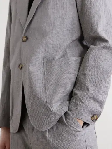 Oliver Spencer Finsbury Checked Cotton-Blend Seersucker Suit Jacket - Men | Thumbnail 5 Oliver Spencer Finsbury Checked Cotton-Blend Seersucker Suit Jacket - Men | Thumbnail 5