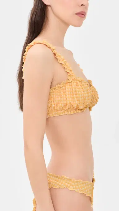SIMKHAI Evander Seersucker Ruched Bikini Top ango ulti | Thumbnail 4