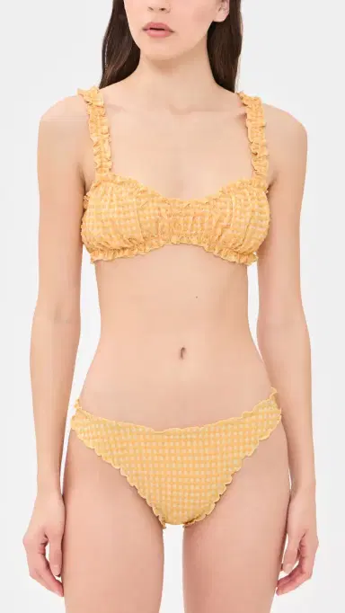 SIMKHAI Evander Seersucker Ruched Bikini Top ango ulti | Thumbnail 5