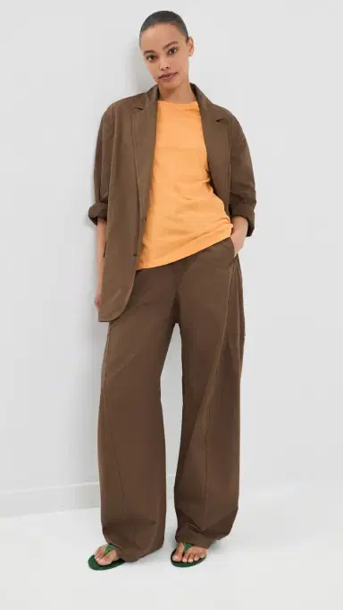 Tibi Garment Dyed Silky Cotton Winslow Pull On Pants Brown | Thumbnail 5 Tibi Garment Dyed Silky Cotton Winslow Pull On Pants Brown | Thumbnail 5