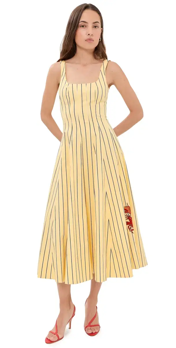 STAUD Wells Dress Monday Stripe Lobster
