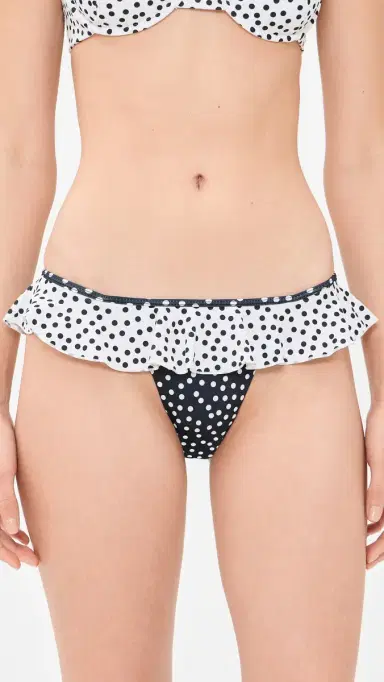 Leslie Amon Cynthia Polka Bikini Bottoms Black and White Polka Dot M | Thumbnail 2