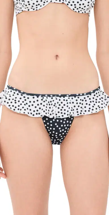 Leslie Amon Cynthia Polka Bikini Bottoms Black and White Polka Dot M | Thumbnail 1