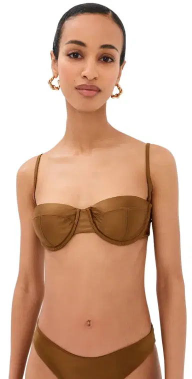 Staud Jo Balconette Bikini Top Bronze M | Thumbnail 1 Staud Jo Balconette Bikini Top Bronze M | Thumbnail 1