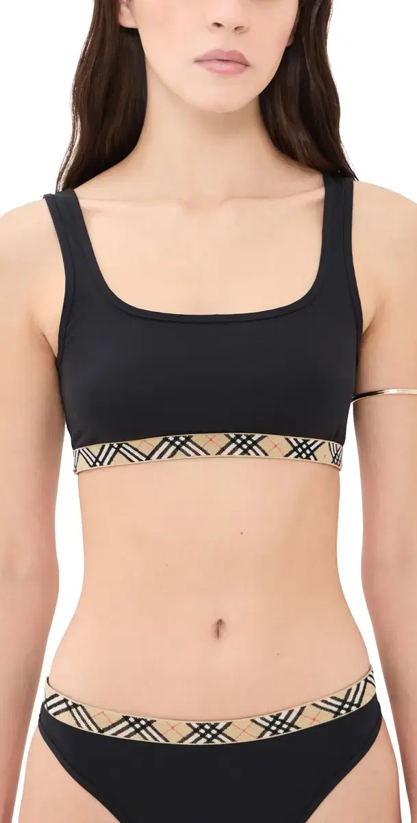 Burberry Check Trim Bikini Top Black