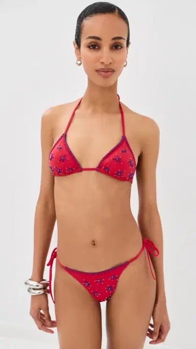 Staud Sisley Side Tie Bikini Bottoms Painted Foulard M | Thumbnail 4