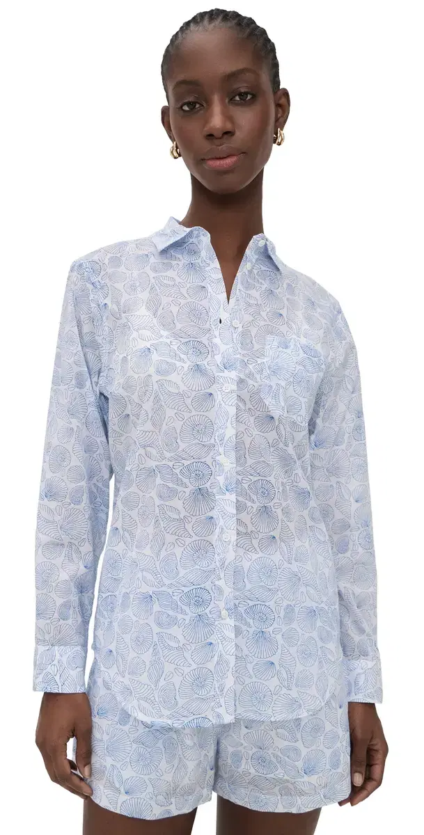 Favorite Seashell Coverup Shirt Blue Seashell