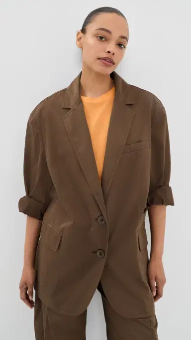 Tibi Garment Dyed Cotton Liam Blazer Brown | Thumbnail 2 Tibi Garment Dyed Cotton Liam Blazer Brown | Thumbnail 2