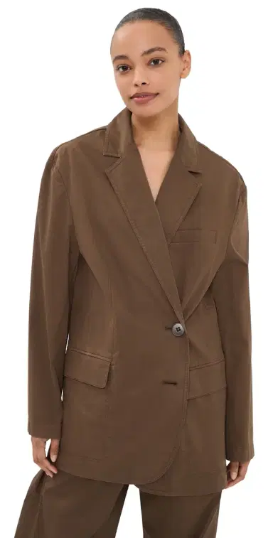 Tibi Garment Dyed Cotton Liam Blazer Brown | Thumbnail 1 Tibi Garment Dyed Cotton Liam Blazer Brown | Thumbnail 1