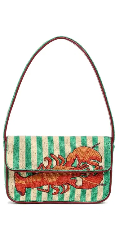 Staud Tommy Beaded Shoulder Bag Summer Lobster | Thumbnail 1 Staud Tommy Beaded Shoulder Bag Summer Lobster | Thumbnail 1