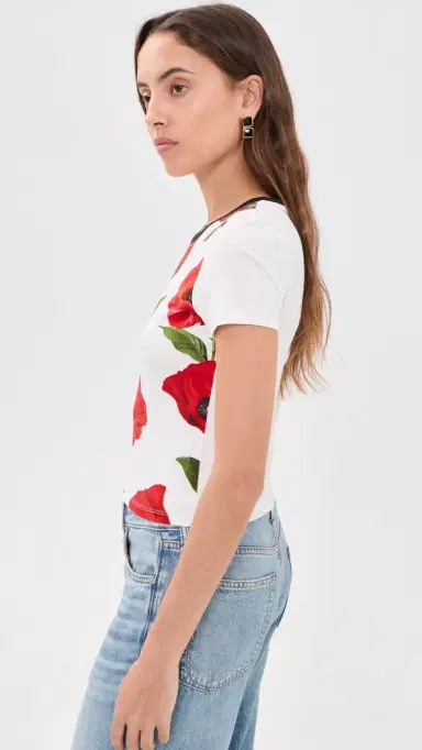Alice + Olivia Onie Baby Ringer Tee Summer Poppy S | Thumbnail 4