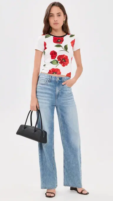 Alice + Olivia Onie Baby Ringer Tee Summer Poppy S | Thumbnail 5