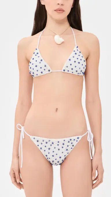 Leslie Amon Micro Evil Eye Bikini Top White And Blue | Thumbnail 5