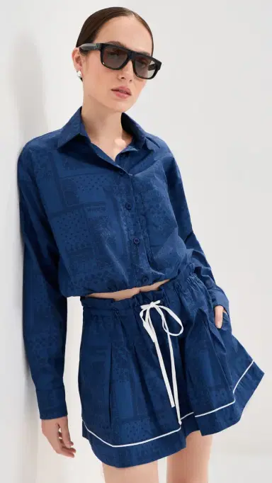 LE BOP Wylie Button Down Shirt Denim/Navy | Thumbnail 2