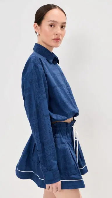 LE BOP Wylie Button Down Shirt Denim/Navy | Thumbnail 4