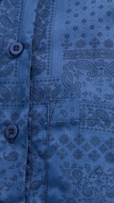 LE BOP Wylie Button Down Shirt Denim/Navy | Thumbnail 6