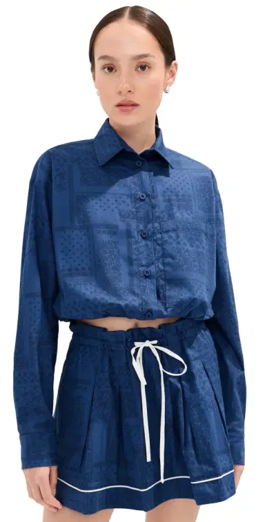 LE BOP Wylie Button Down Shirt Denim/Navy | Thumbnail 1