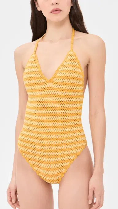 Simkhai Karoline Crochet Halter One Piece Mango Multi L | Thumbnail 2